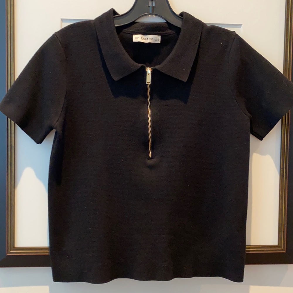 Zara black knit 1/4 zip